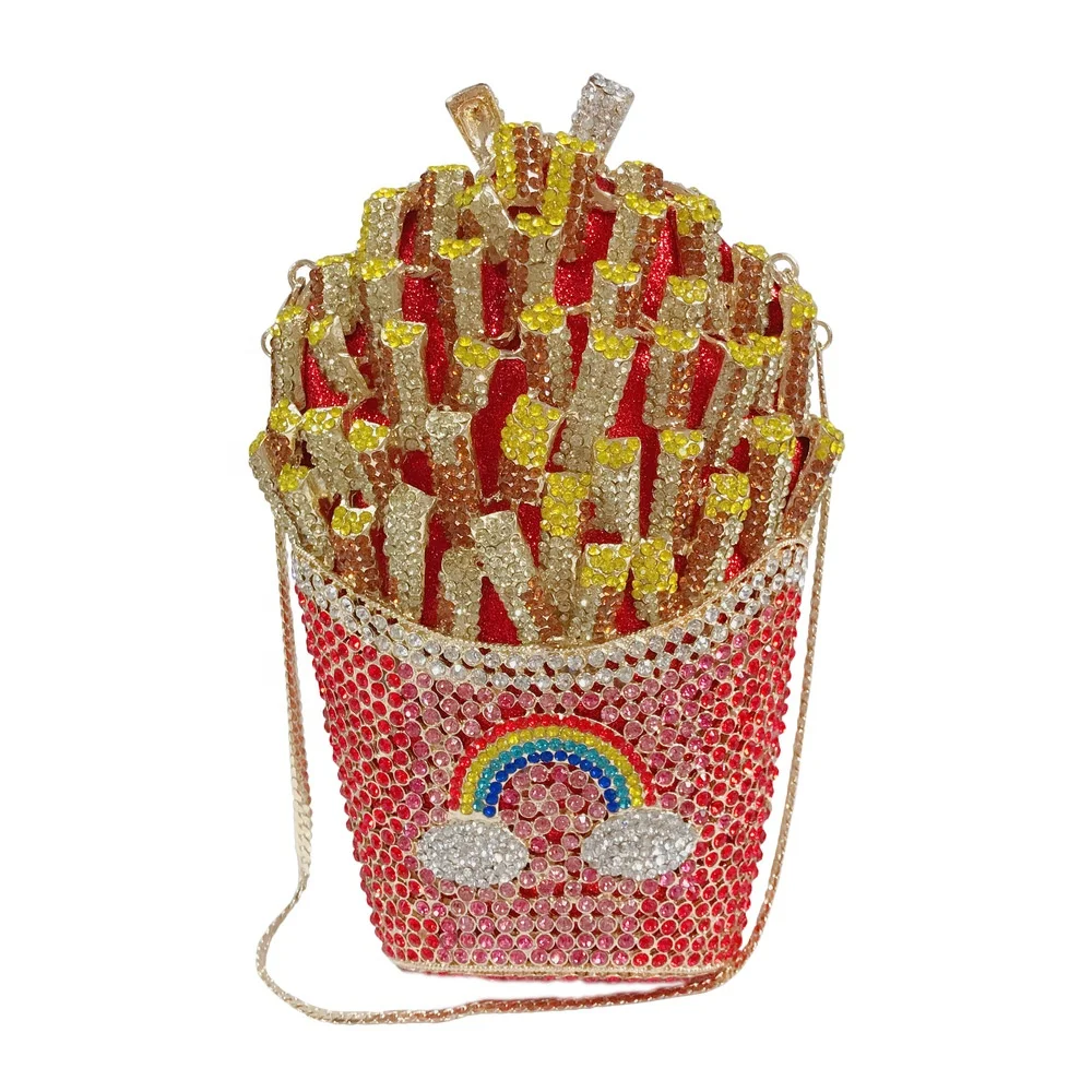 Metal Diamond-encrusted Female Bag Pattern Party Clutch Dinner Women Messenger Bag Rainbow French Fries Shape YQ97
Metal Diamond-encrusted Female Bag Pattern Party Clutch Dinner Women Messenger Bag Rainbow French Fries Shape YQ97