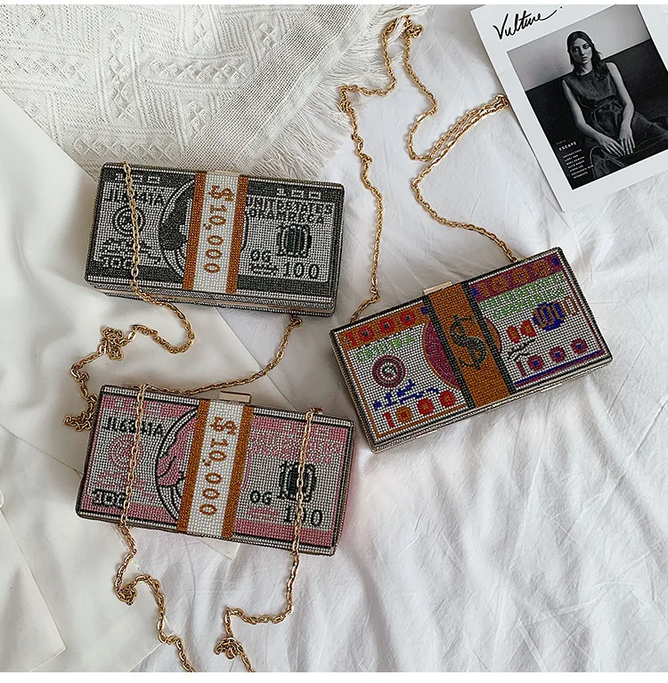 2020 Woman party clutch purse crystal dollar money crossbody bags ladies evening clutch bag handbag, Gray/pink/multicolor
2020 Woman party clutch purse crystal dollar money crossbody bags ladies evening clutch bag handbag, Gray/pink/multicolor