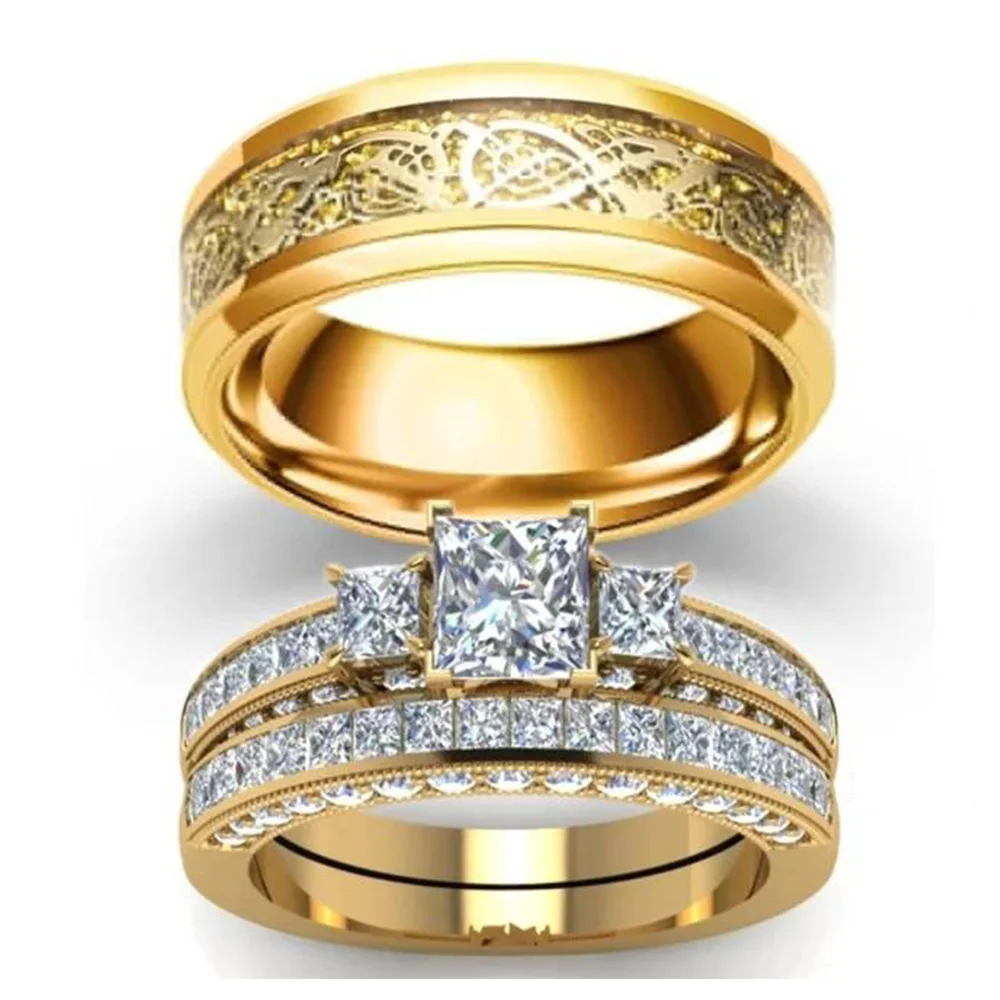 Fashion Classic Stainless Steel Rhinestone Gold Plated Couple Ring Men Ring, Gola plated
Fashion Classic Stainless Steel Rhinestone Gold Plated Couple Ring Men Ring, Gola plated