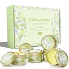 Scented Candles Citronella 6 Pack Gift Set Repellent Wholesale Citronella Candles in Gold Tin Soy Wax Candle in Bulk
