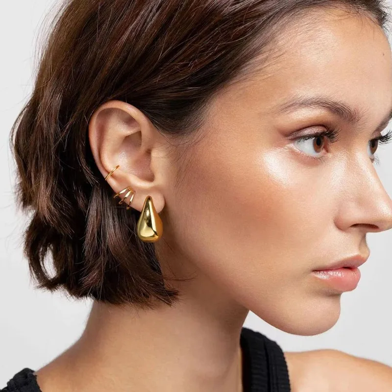 Wholesale Fashion Fine Jewelry Earrings Shinning Stainless Steel Silver Gold High Polishing Hoop Earrings For Women
Wholesale Fashion Fine Jewelry Earrings Shinning Stainless Steel Silver Gold High Polishing Hoop Earrings For Women