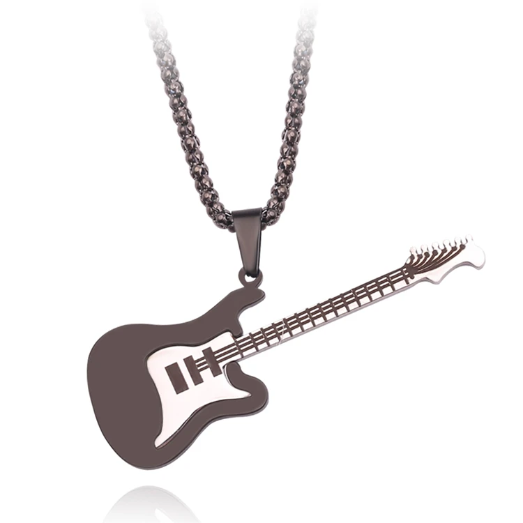 Hip Hop Gold Black Silver Color Fashion Men Women Stainless Steel Rock Music Guitar Pendant Jewelry Chain Necklace bijoux Gift
Hip Hop Gold Black Silver Color Fashion Men Women Stainless Steel Rock Music Guitar Pendant Jewelry Chain Necklace bijoux Gift