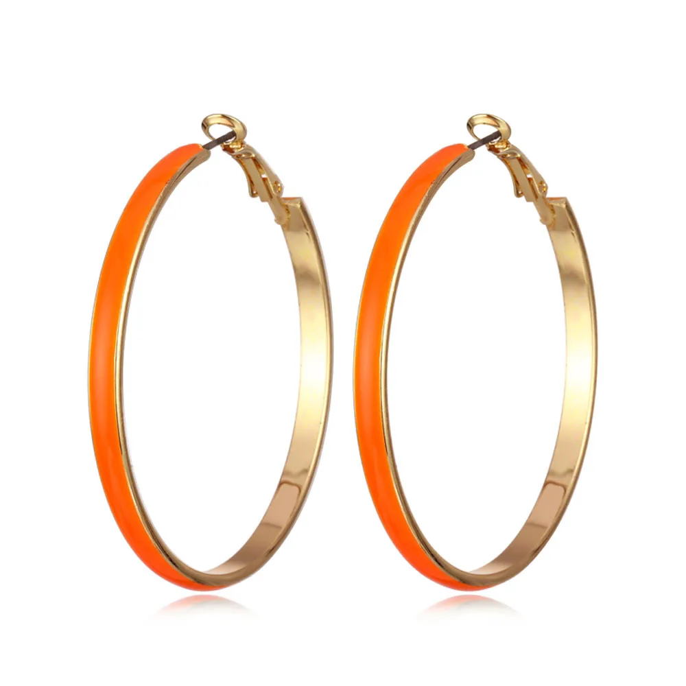18k Gold Plated 5CM Big Circle Hoop Earrings Orange Enamel Large Round Hoop Earrings
18k Gold Plated 5CM Big Circle Hoop Earrings Orange Enamel Large Round Hoop Earrings