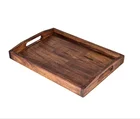 Large Serving Tray Wooden Rustic With Handles Fruit Food Breakfast Coffee Cupcake Decorative Dinner Party