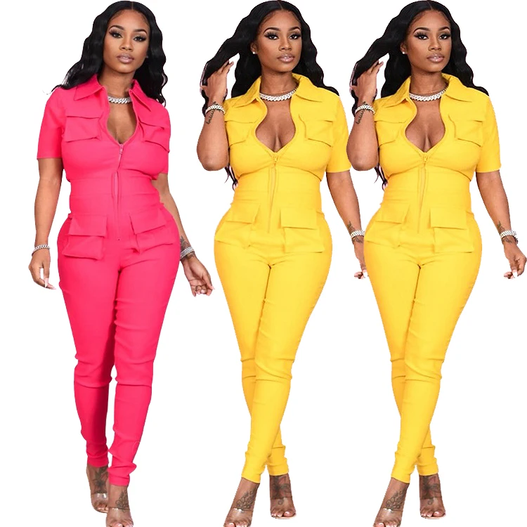 DUODUOCOLOR Summer 2021 new style lapel casual pocket zipper short sleeve solid color women jumpsuit D10655, Yellow, red
DUODUOCOLOR Summer 2021 new style lapel casual pocket zipper short sleeve solid color women jumpsuit D10655, Yellow, red