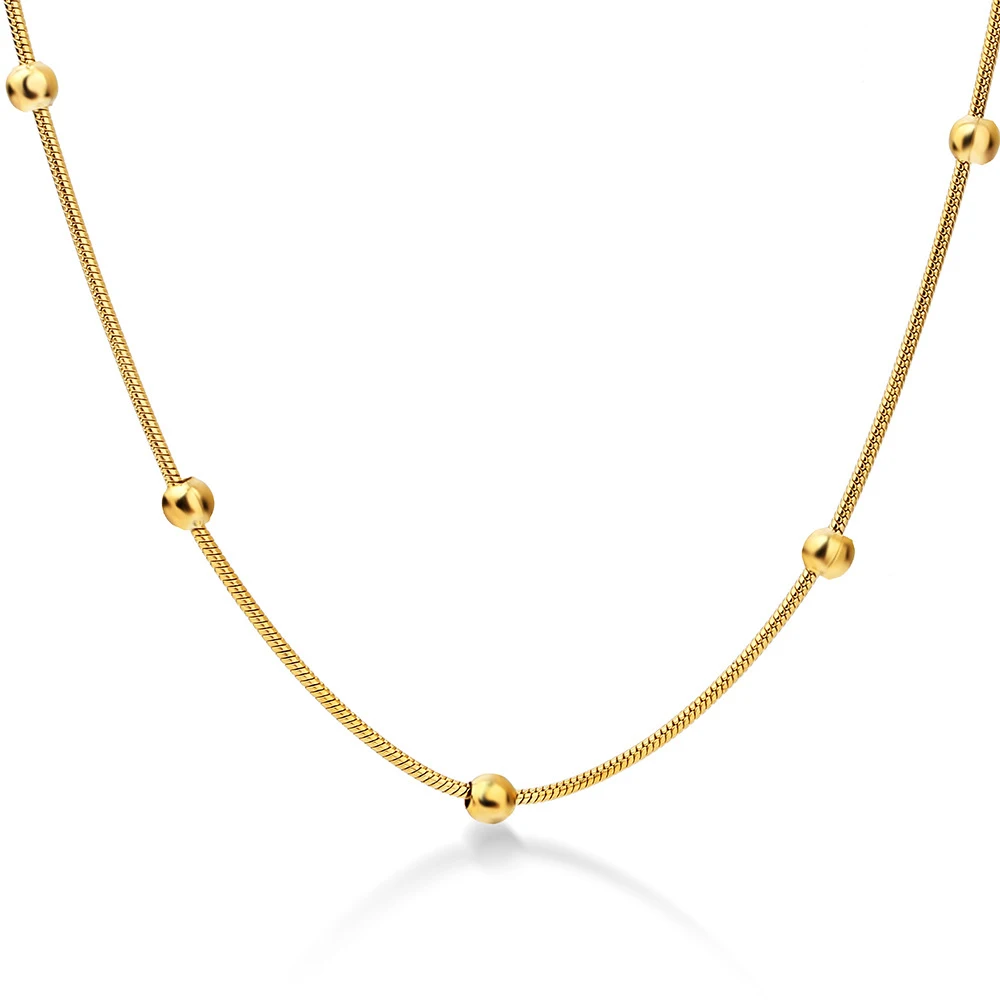 Fashion women jewelry stainless steel round snake chain necklace gold plated small bead chain
Fashion women jewelry stainless steel round snake chain necklace gold plated small bead chain