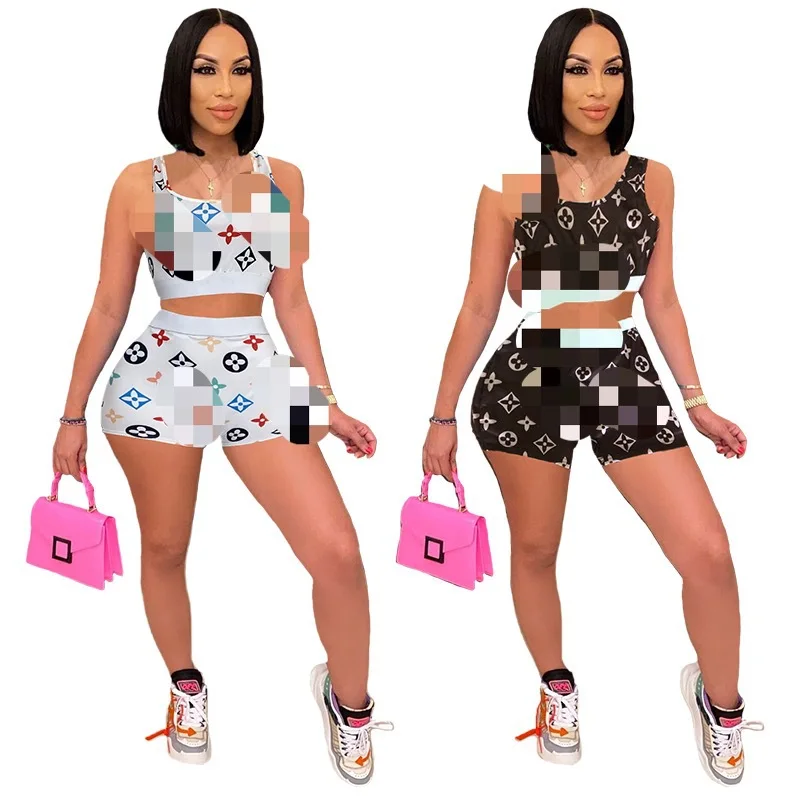 women summer printed casual crop top with short pants 2 piece set sleeveless women workout outfit summer short set, Custom choose
women summer printed casual crop top with short pants 2 piece set sleeveless women workout outfit summer short set, Custom choose
