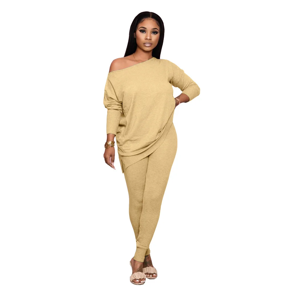 New product ideas 2021 Autumn and winter fashion solid O neck side off shoulder two piece loose casual two piece set
New product ideas 2021 Autumn and winter fashion solid O neck side off shoulder two piece loose casual two piece set