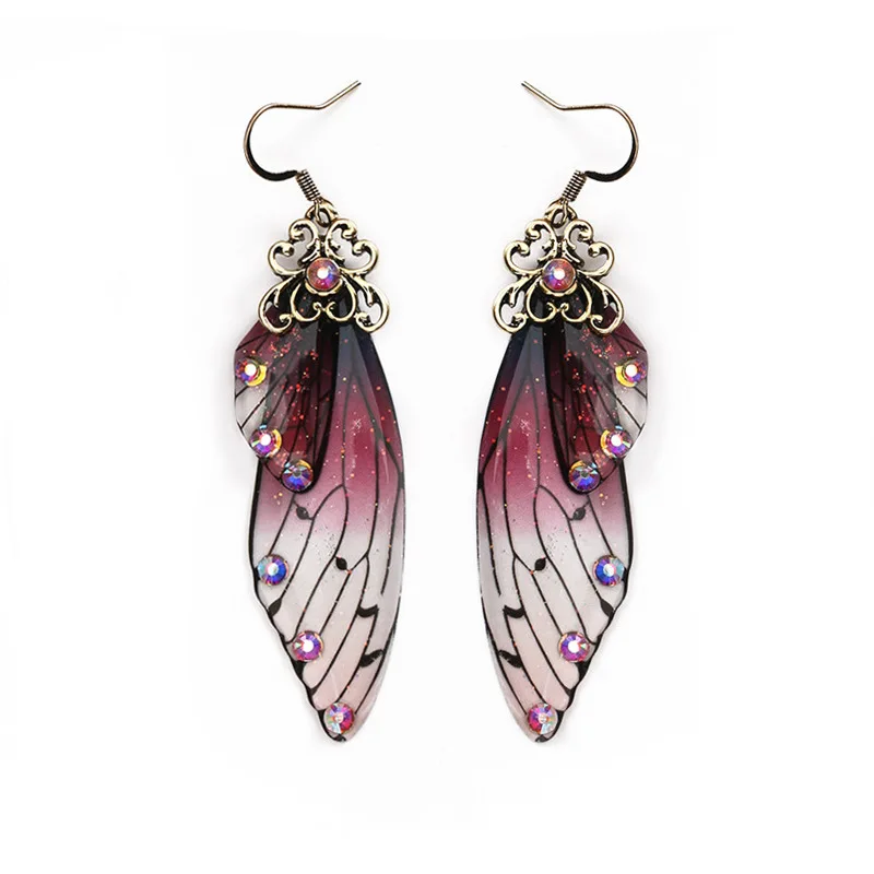 Handmade Femme Wing Drop Earrings Gold Color Fairy Tale Cicada Wing Earrings Rhinestone Purple Earrings Vintage Woman Jewelry
Handmade Femme Wing Drop Earrings Gold Color Fairy Tale Cicada Wing Earrings Rhinestone Purple Earrings Vintage Woman Jewelry