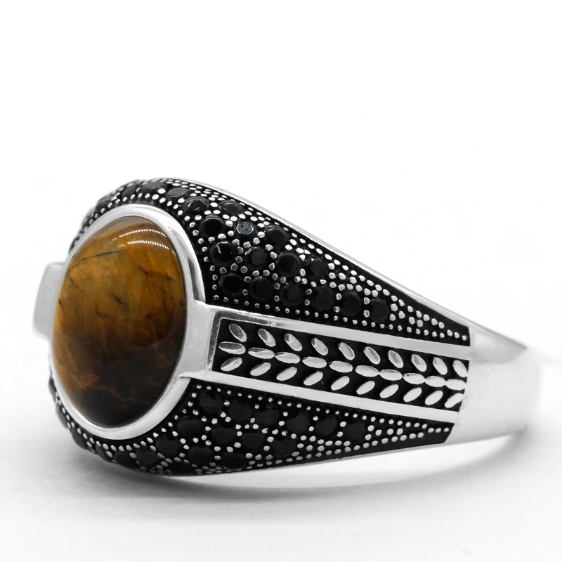 S925 Sterling Silver Ring Set Tiger Eye/Black Zircon Men's Ring Fashion Jewelry Turkish Vintage Style
S925 Sterling Silver Ring Set Tiger Eye/Black Zircon Men's Ring Fashion Jewelry Turkish Vintage Style