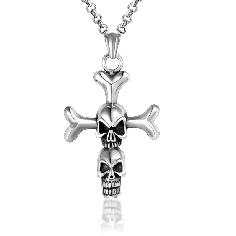 Yiwu jewelry personality cross skull man silver pendant necklace high quality bone heart lover jewelry pendant necklace
Yiwu jewelry personality cross skull man silver pendant necklace high quality bone heart lover jewelry pendant necklace