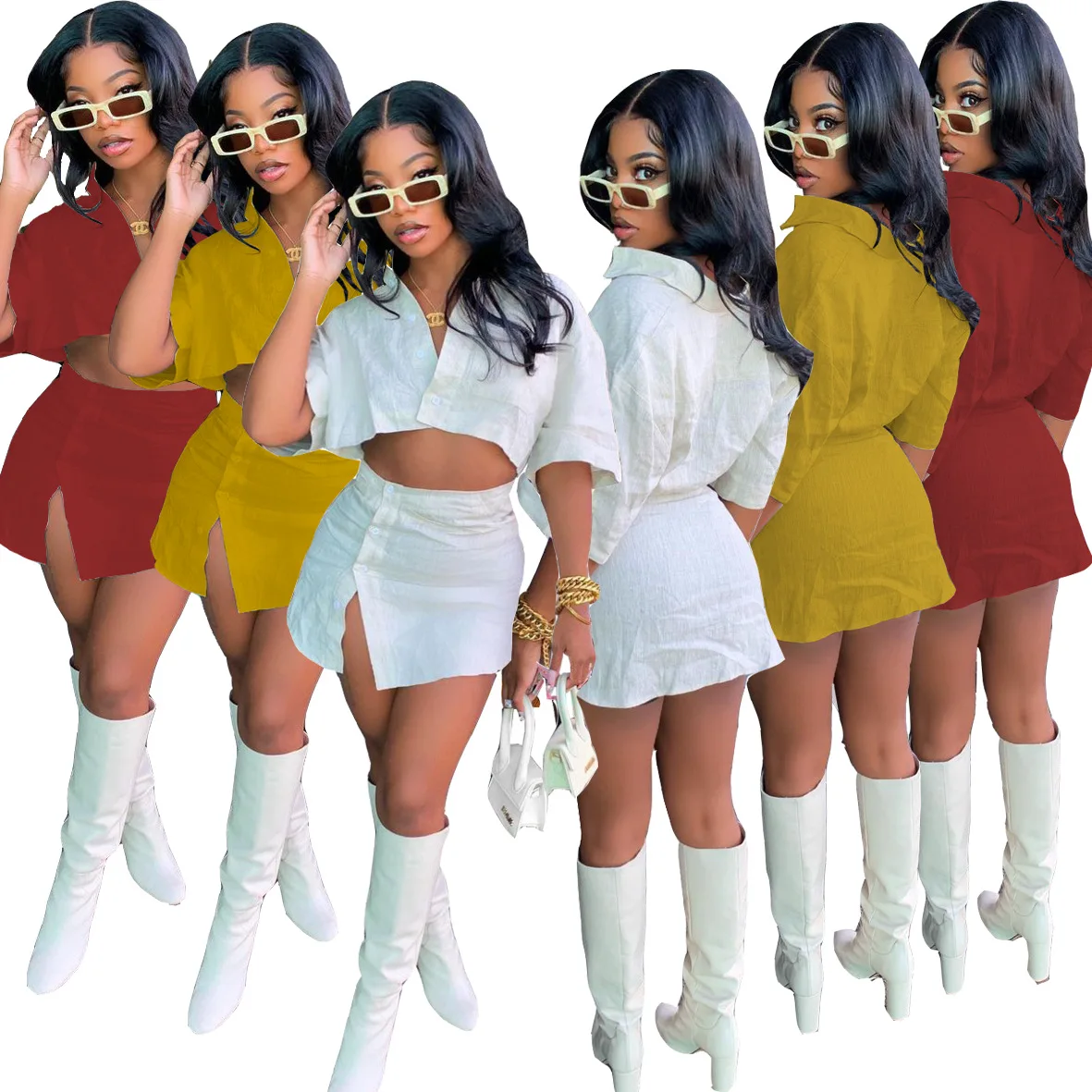 M204 White short sleeve blouse two piece skirt set fashion outfit summer sets for women clothing
M204 White short sleeve blouse two piece skirt set fashion outfit summer sets for women clothing