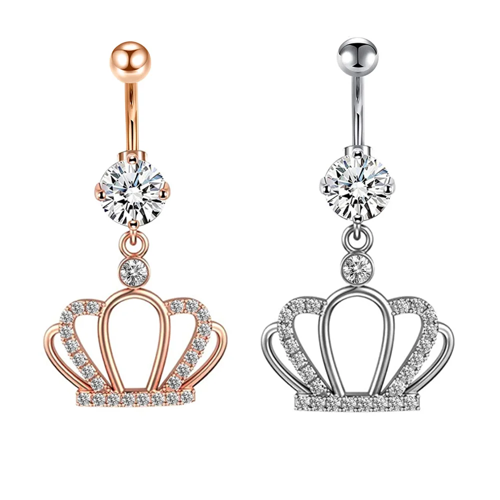 Sexy 316l Stainless Steel Queen Belly Button Rings Clear Diamond Body Piercing For Women Beach Crown Navel Rings, Silver/gold/rose gold
Sexy 316l Stainless Steel Queen Belly Button Rings Clear Diamond Body Piercing For Women Beach Crown Navel Rings, Silver/gold/rose gold