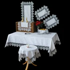 Elegant White Polyester Jacquard Table Cloth Set for Banquet Wedding