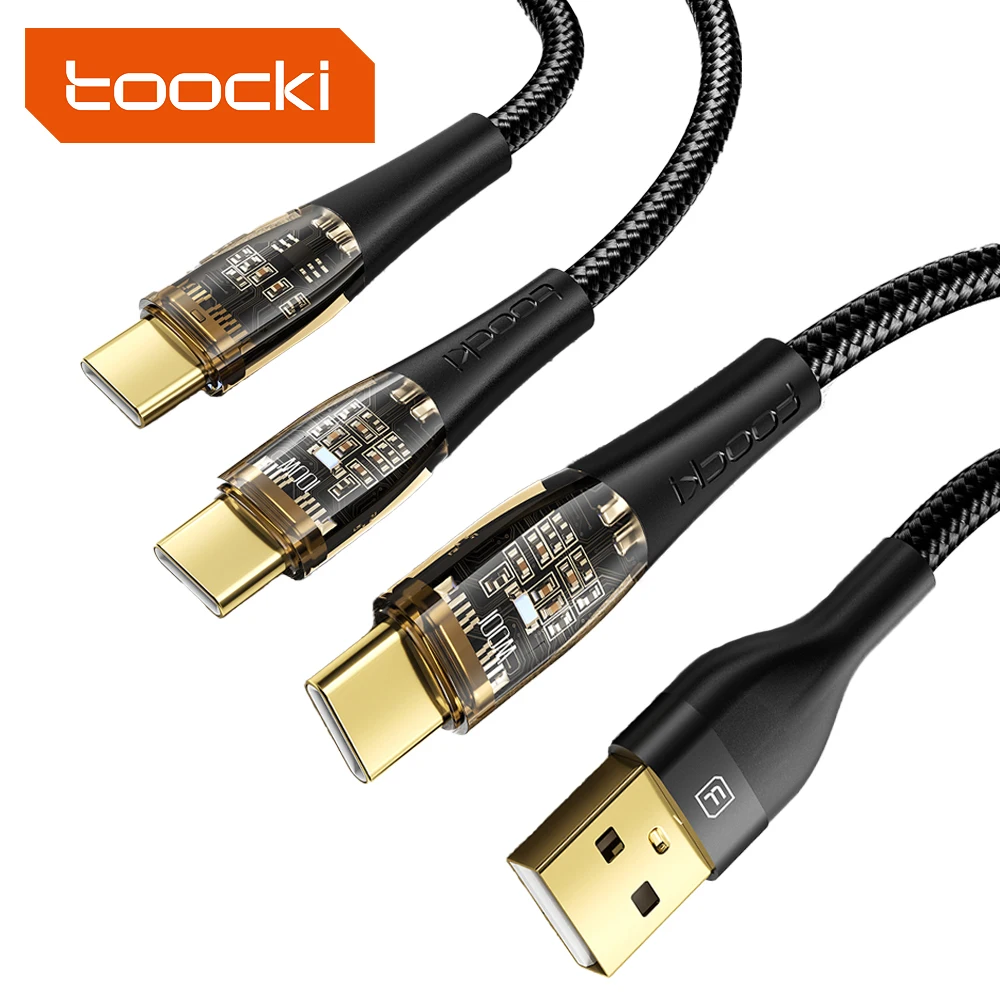 

Toocki PD100W 60W 66W 3A 5A 6A Transparent Data Cable Type-C toType-C USB to Type-C Fast Charging Cable With 0.5M 1M 2M 3M Cable