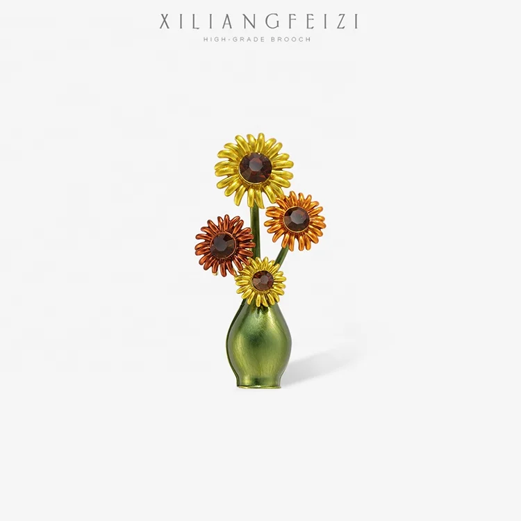 QIANZUYIN Fashionable Jewelry Customized High Quality 18k Gold Sunflower Flower Brooch
QIANZUYIN Fashionable Jewelry Customized High Quality 18k Gold Sunflower Flower Brooch