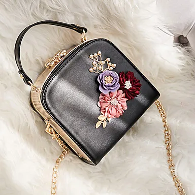 Women's Chain Top Handle Bag PU(Polyurethane) Floral Print Black / White / Blushing Pink
Women's Chain Top Handle Bag PU(Polyurethane) Floral Print Black / White / Blushing Pink