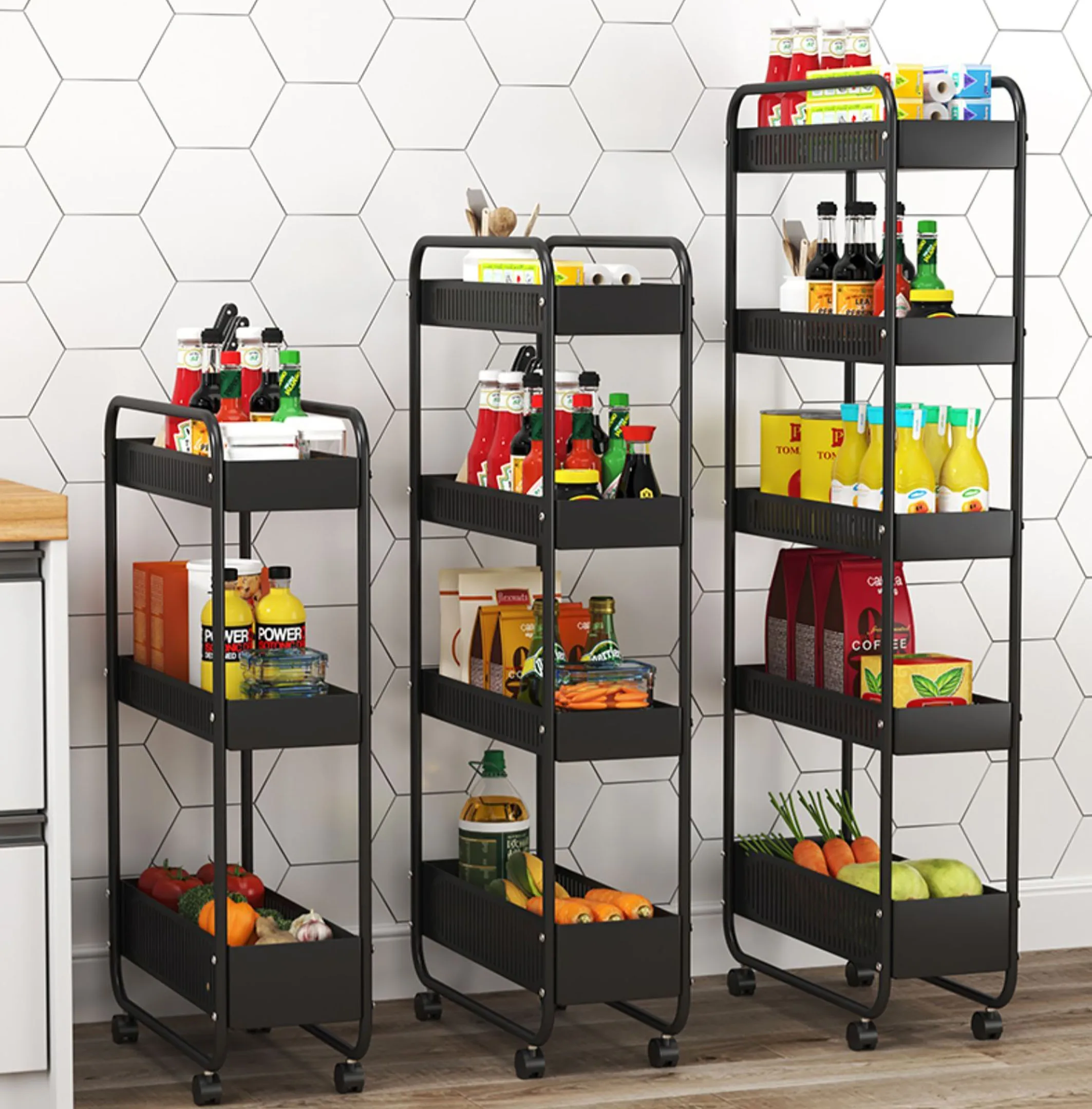 Narrow Home Kitchen Storage 3 Tiers Slim Home Kitchen Storage AndStorage Organizer With Wheels, Black
Narrow Home Kitchen Storage 3 Tiers Slim Home Kitchen Storage AndStorage Organizer With Wheels, Black