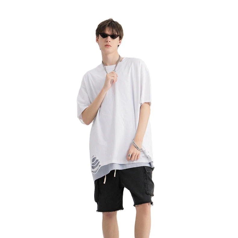 High Street Cut Craft T-shirt Summer Hole Lazy Wind Oversized Loose European and American Solid Color Couple T-shirt
High Street Cut Craft T-shirt Summer Hole Lazy Wind Oversized Loose European and American Solid Color Couple T-shirt