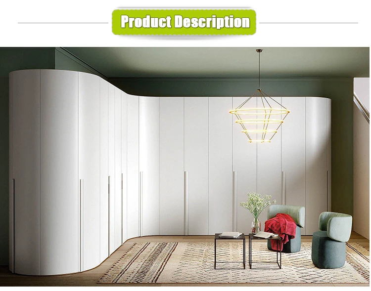 Customized modern milky lacquer panel MDF and glass door bedroom Swing door wardrobe set