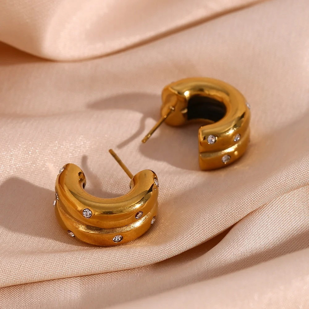 Chunky Zircon Earring Double Layer Gold Plated Hoop Earrings Fashion Jewelry Earrings
Chunky Zircon Earring Double Layer Gold Plated Hoop Earrings Fashion Jewelry Earrings
