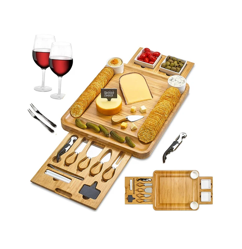 Factory Direct Decorative Bamboo Wine And Cheese Board With Knives Chalk Label Bowl Wine Vessel
Factory Direct Decorative Bamboo Wine And Cheese Board With Knives Chalk Label Bowl Wine Vessel