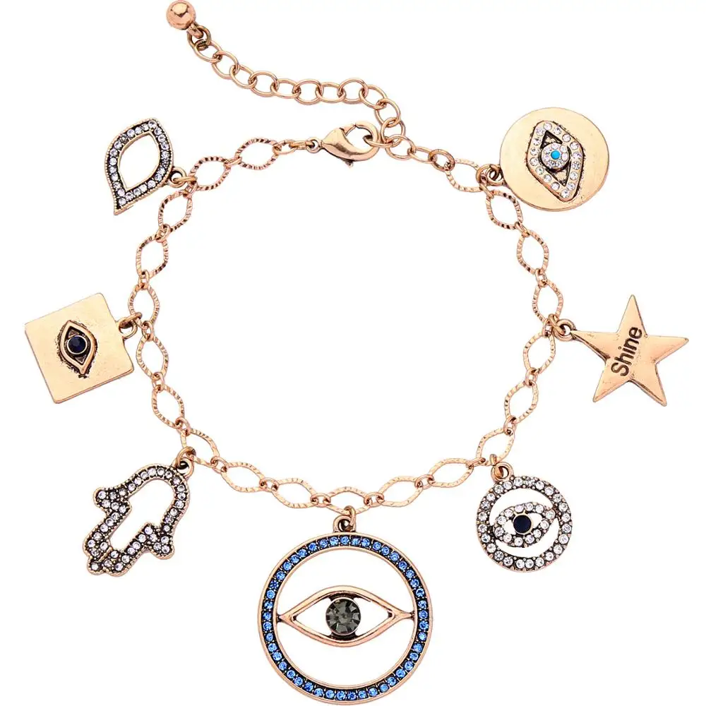 HOVANCI New Arrival Design Evil Eyes Star Rhinestone Crystal Pendant Bracelet Female Fashion Accessories Lucky Jewelry Bracelet, Gold color
HOVANCI New Arrival Design Evil Eyes Star Rhinestone Crystal Pendant Bracelet Female Fashion Accessories Lucky Jewelry Bracelet, Gold color