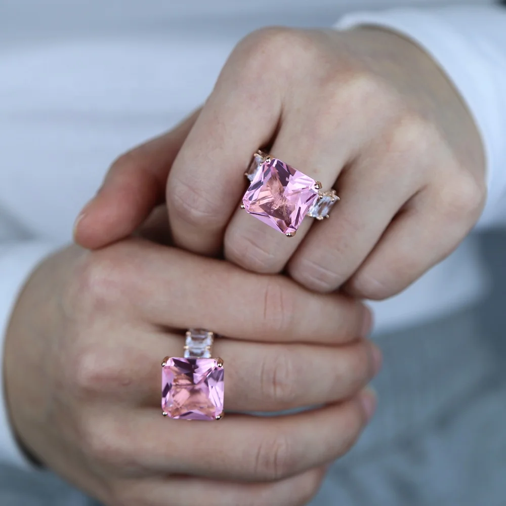 Large big square pink cz paved wide band wedding ring with rose gold plated women lady wedding party jewelry wholesale
Large big square pink cz paved wide band wedding ring with rose gold plated women lady wedding party jewelry wholesale