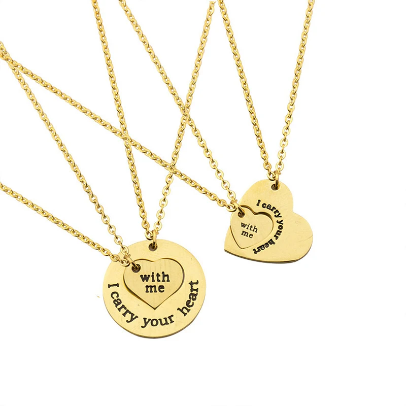 2021 2pcs/set Heart In Heart/circle Couple Necklaces Vintage Stainless Steel Jewellery Necklace for couple
2021 2pcs/set Heart In Heart/circle Couple Necklaces Vintage Stainless Steel Jewellery Necklace for couple