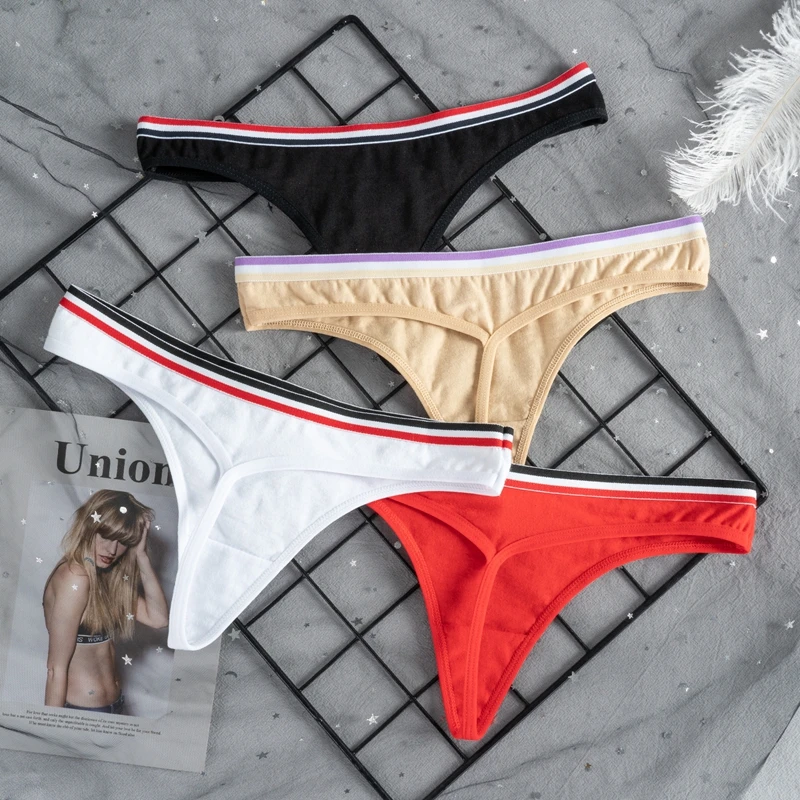American popular ladies Low Waist Thong Striped Soft Panties Underwear Cotton Sexy Breathable Women's Fitness Thong Panties, Beige;black;white;red
American popular ladies Low Waist Thong Striped Soft Panties Underwear Cotton Sexy Breathable Women's Fitness Thong Panties, Beige;black;white;red