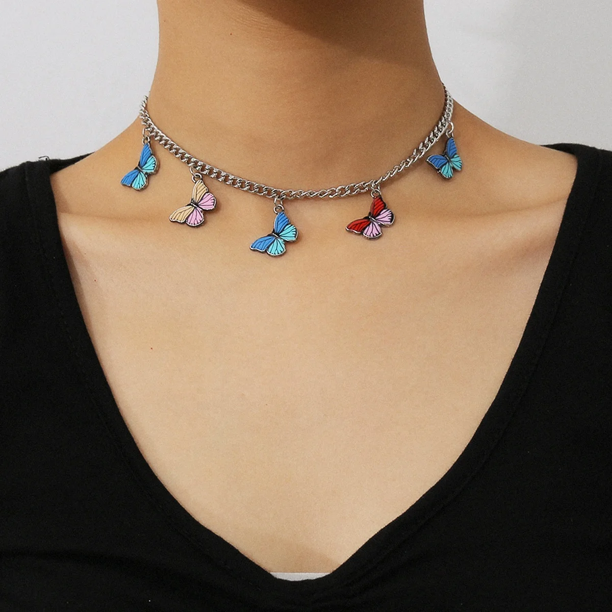 Women Fashion Cute Colorful Butterfly Pendant Necklace for Women Sweet Party Clavicle Chain Necklace Jewelry Accessories, Picture shows
Women Fashion Cute Colorful Butterfly Pendant Necklace for Women Sweet Party Clavicle Chain Necklace Jewelry Accessories, Picture shows