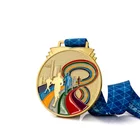 Customized sport design gold medals shinny plating marathon running medal saint