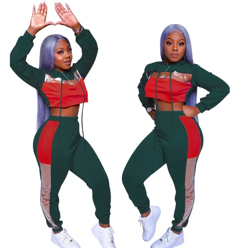 Women Clothing Fashionable Sexy Stitching Perspective Of Hat Guard And Leisure Two Piece Sets, As pictures
Women Clothing Fashionable Sexy Stitching Perspective Of Hat Guard And Leisure Two Piece Sets, As pictures