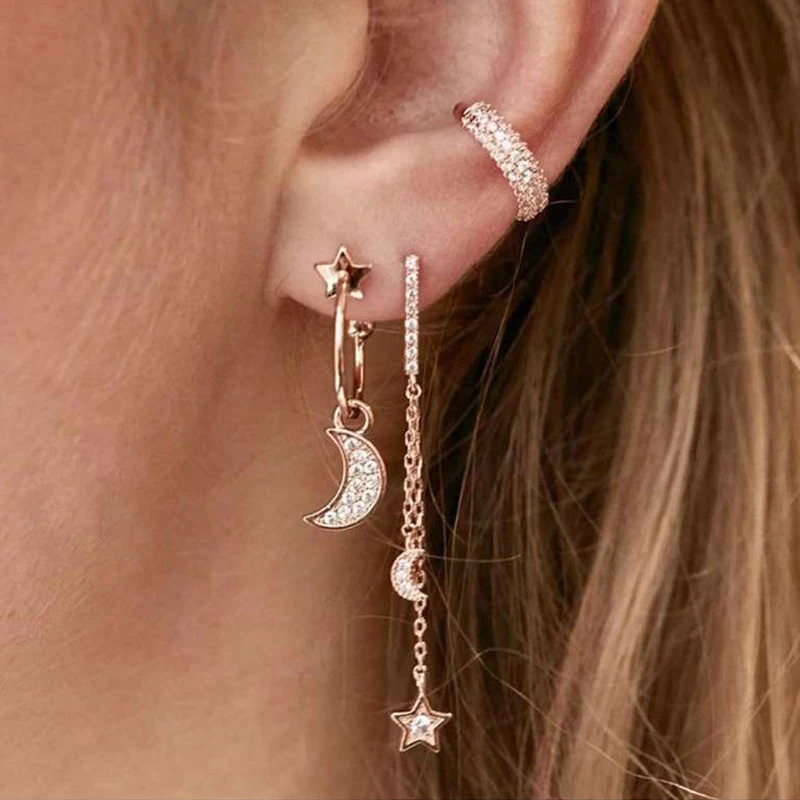 Wholesale Hoop Earrings Creative Simplicity Set Diamond Star Moon Earrings Earrings Set For Women
Wholesale Hoop Earrings Creative Simplicity Set Diamond Star Moon Earrings Earrings Set For Women