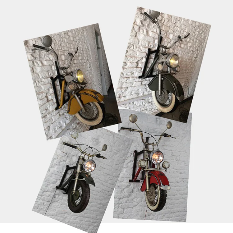 Handmade Retro Vintage HD Motorcycle Head Decoration Ornaments With Light Motorbike Front Face Wall Decoration Cafe Bar Decor