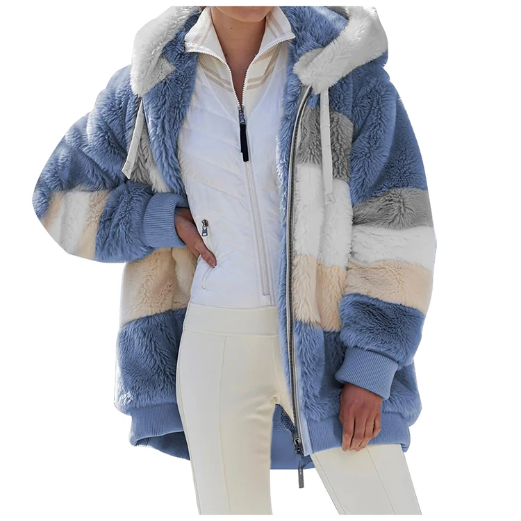 women oversized warm thick jacket stripped winter hooded fur plus size women's coats, Customized colors
women oversized warm thick jacket stripped winter hooded fur plus size women's coats, Customized colors