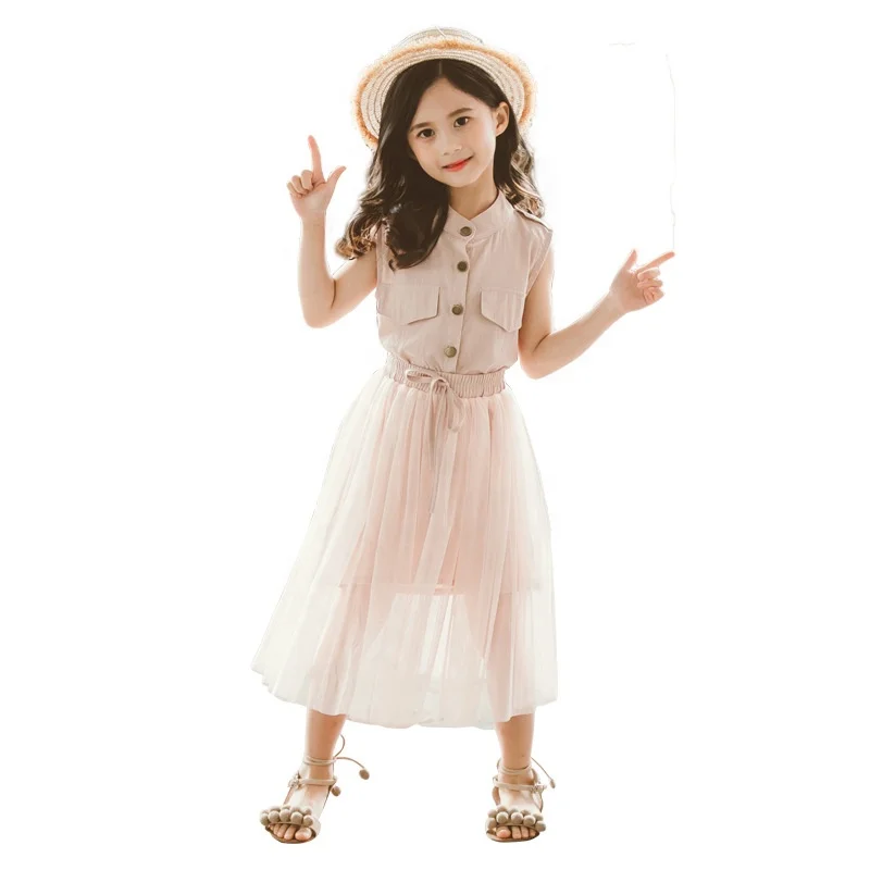 B60437A Summer new girl's suit Korean fashion sleeveless vest mesh gauze skirt two pieces, Pink/gray
B60437A Summer new girl's suit Korean fashion sleeveless vest mesh gauze skirt two pieces, Pink/gray