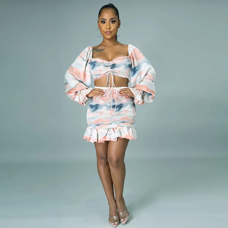 Fashion Printed Cropped Two Pieces Ruffled Skirt Sets Elegant Youthful High Waist Ladies Set Summer Tie dye Clothing -SM, Pink
Fashion Printed Cropped Two Pieces Ruffled Skirt Sets Elegant Youthful High Waist Ladies Set Summer Tie dye Clothing -SM, Pink