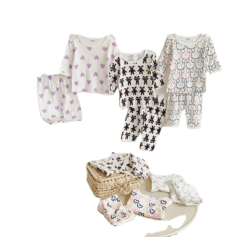 Half sleeves girls' and boy's cotton sleepwear kids breathable pajamas home clothes children summer clothing sets
Half sleeves girls' and boy's cotton sleepwear kids breathable pajamas home clothes children summer clothing sets