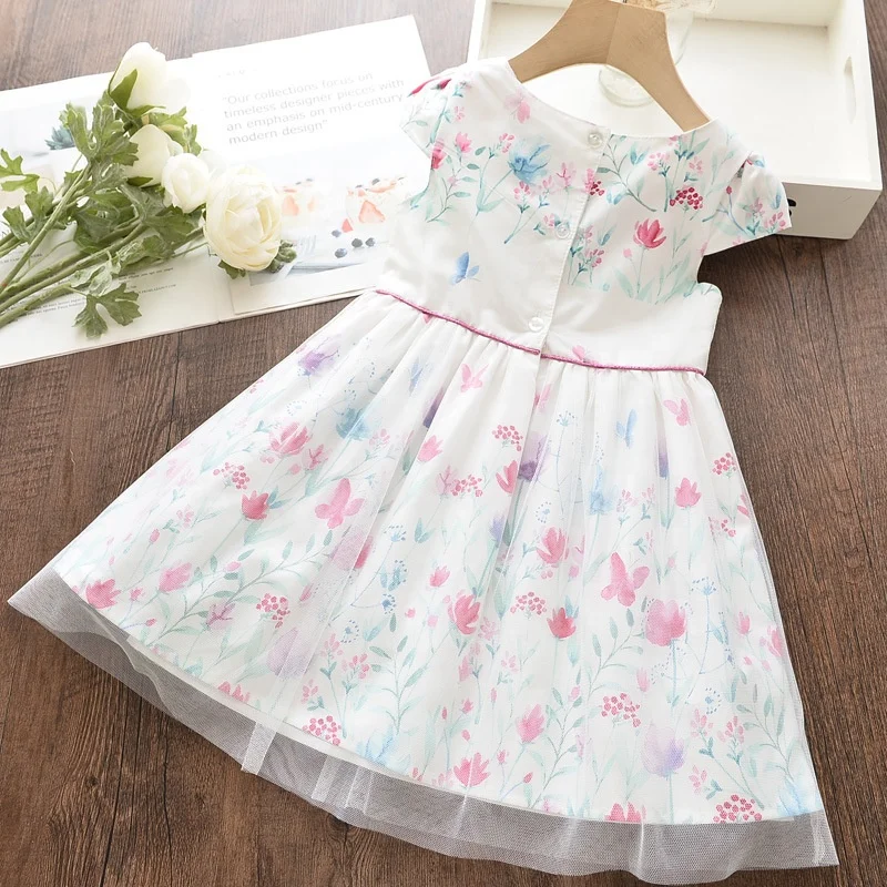 B52035A New listing little girls summer casual flower printed mesh patchwork dress, White
B52035A New listing little girls summer casual flower printed mesh patchwork dress, White