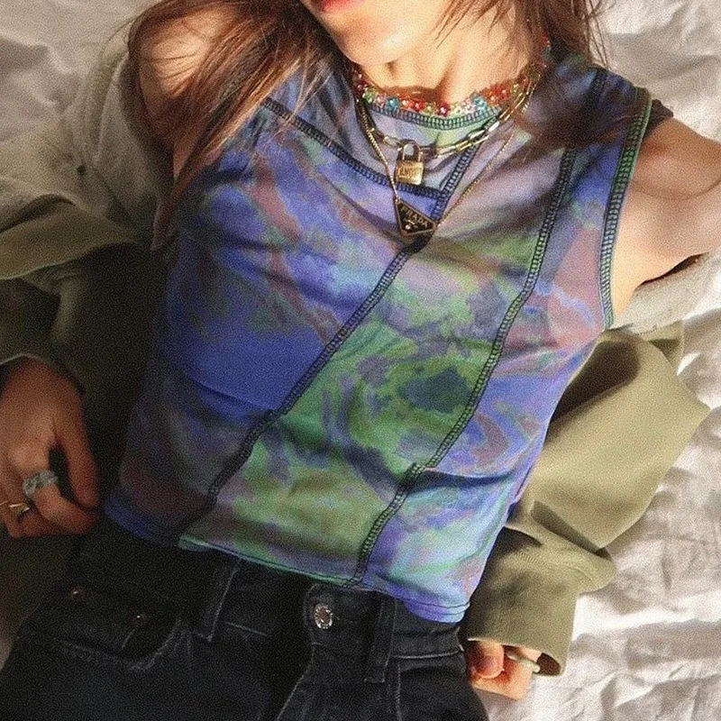 New Style Summer Women's Vest Floral Round Neck Patchwork Mesh Ladies Crop Tops
New Style Summer Women's Vest Floral Round Neck Patchwork Mesh Ladies Crop Tops