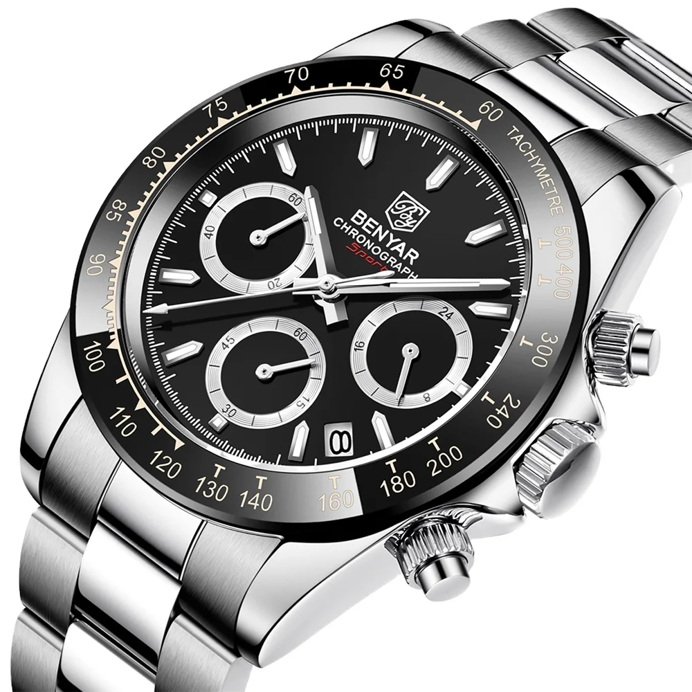 BENYAR 5169 Chronograph Wristwatch Quartz Watch Men Fashion Business Watch Luxury Stainless Steel Relogio Masculino
BENYAR 5169 Chronograph Wristwatch Quartz Watch Men Fashion Business Watch Luxury Stainless Steel Relogio Masculino