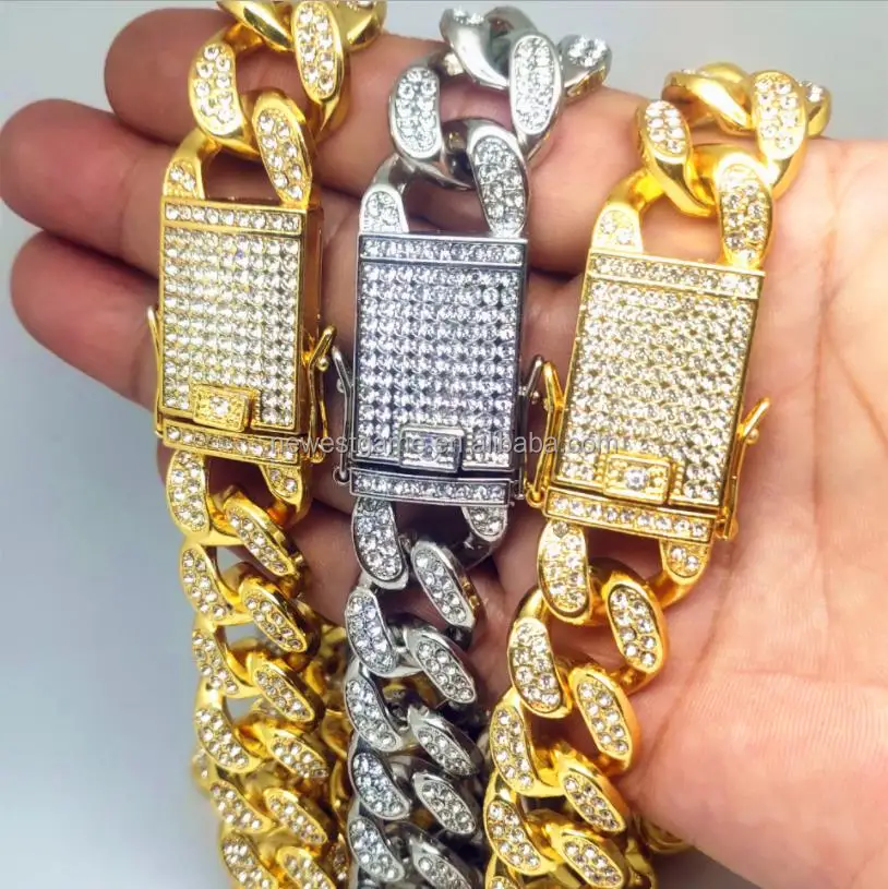 20mm zircon Jewelry Cuba Men's necklace cz Jewelry gold silver hiohop Personality Necklace men 24k gold necklace Miami link
20mm zircon Jewelry Cuba Men's necklace cz Jewelry gold silver hiohop Personality Necklace men 24k gold necklace Miami link