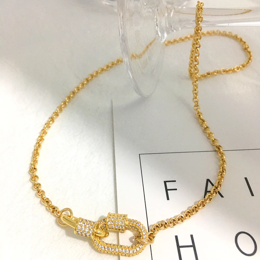 Luxury Jewelry Gold-plated Double Loop Hook Loop Necklace CZ Stone Necklace for Women's Chain Necklace, Gold color
Luxury Jewelry Gold-plated Double Loop Hook Loop Necklace CZ Stone Necklace for Women's Chain Necklace, Gold color