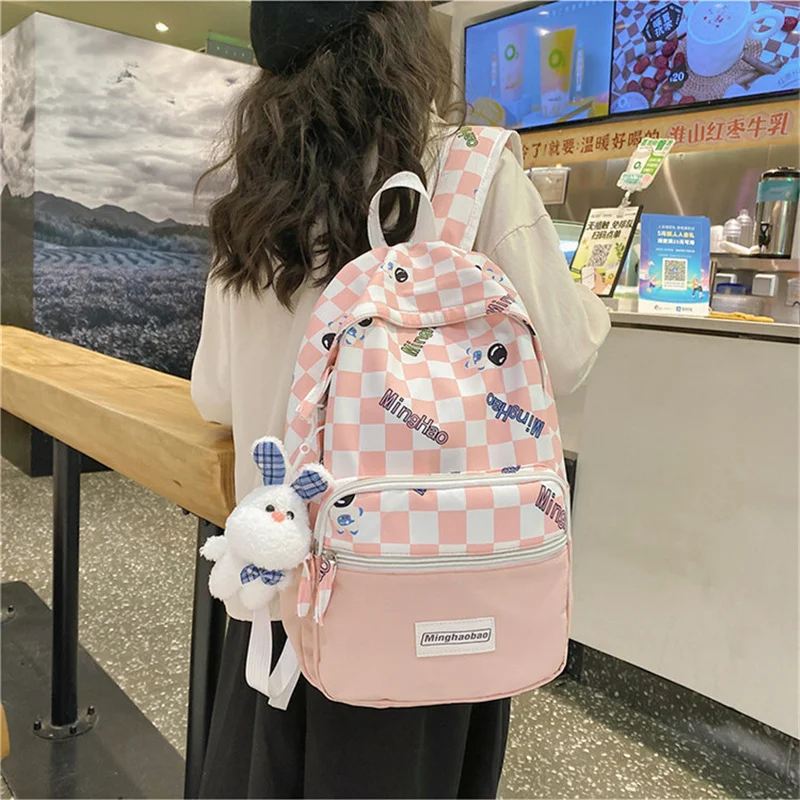 Female Japanese Cute Plaid Book Bag Contrast Color Nylon Backpacks High School Cartoon Print School Bags, 4 colors
Female Japanese Cute Plaid Book Bag Contrast Color Nylon Backpacks High School Cartoon Print School Bags, 4 colors