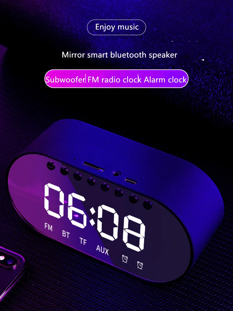 2019 promotional Christmas gift Tablet alarm clock mirror bluetooth speaker with bluetooth version 5.0 - ANKUX.COM