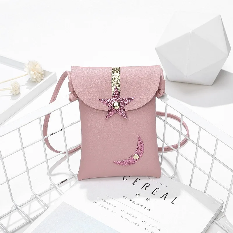 Moon, stars, new style female bag, mini casual small square bag, shoulder messenger mobile phone bag 
Moon, stars, new style female bag, mini casual small square bag, shoulder messenger mobile phone bag