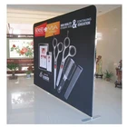 floor standing pop up display tension mesh modular trade pvc racing printed expo telescopic stand baby logo foldable