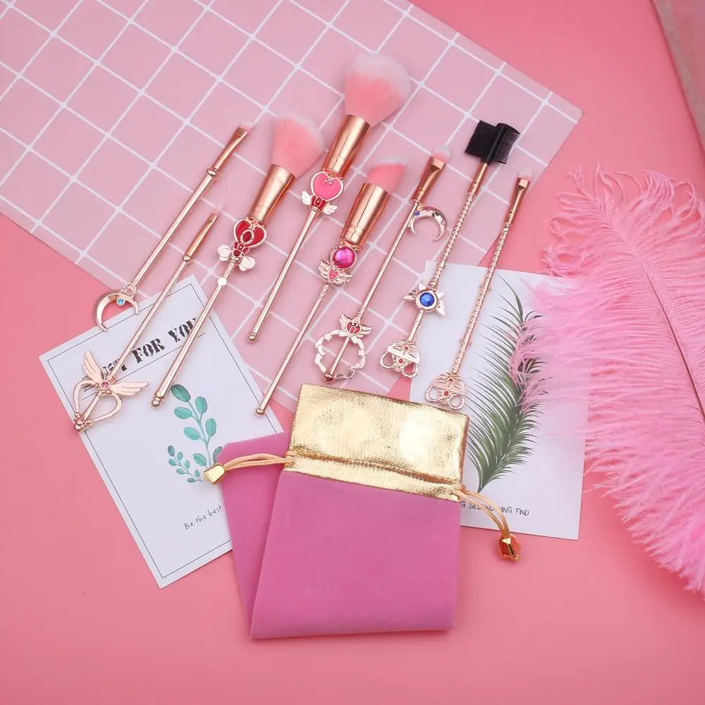 8 Pcs Sailor Moon Makeup Brush Set Cardcaptor Sakura Cosmetic Makeup Tool Sets Make Up Brush Set with Cute Pink Pouch, Gold, rose gold
8 Pcs Sailor Moon Makeup Brush Set Cardcaptor Sakura Cosmetic Makeup Tool Sets Make Up Brush Set with Cute Pink Pouch, Gold, rose gold
