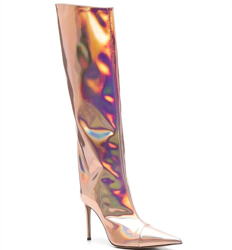Amazon Hot Sale Fashion Designer Creative Runway Colorful Gradient Reflective Patent Leather Plus Size High Heel Boots for Women, 8 colors
Amazon Hot Sale Fashion Designer Creative Runway Colorful Gradient Reflective Patent Leather Plus Size High Heel Boots for Women, 8 colors
